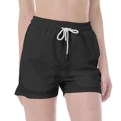 Black All Over Print Wide Waistband Sport Shorts