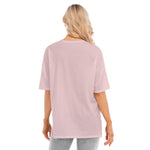 Pink All-Over Print Women's Short Sleeves T-shirt With Hem Split