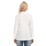 White All-Over Print Women's Loose Elastic-Back Shirt