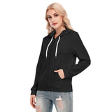 Black All-Over Print Women's Hoodie With Zipper