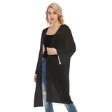 Black  All- Over Print Women's Long Sleeve Mesh Cardigan