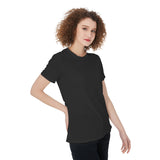 Women Black All-Over Print Round Neck T-Shirt