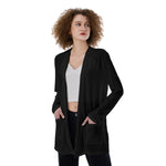 Black All-Over Print Women's Patch Pocket Cardigan