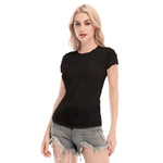 Black All-Over Print Women's Short Sleeve Mesh Blouse