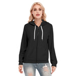 Black All-Over Print Women's Hoodie With Zipper