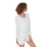 White All-Over Print One-Piece Women's Pajamas