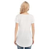 White All-Over Print Women's V-neck Short Sleeve T-shirt