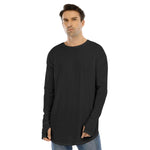 Black All-Over Print Men's Fingerless Long Sleeve T-shirt