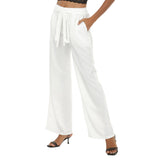 White All-Over Print Women's Casual Straight-leg Pants