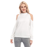 White All-Over Print Women's Cold Shoulder Sweatirt