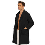 Black All-Over Print Men's Borg Fleece Robe