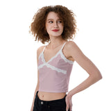 Pink All-Over Print Women's Lace Camisole