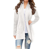 White All-Over Print Women's Cardigan With Long Sleeve