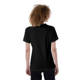 Black All-Over Print V-neck Women's T-shirt