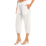 White All-Over Print Women's Bloomers Capri-pants