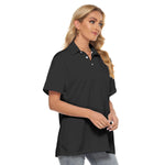 Black All-Over Print Women's Polo T-Shirt