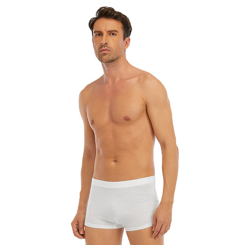 White All-Over Print Men's Short Boxer Briefs