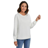 White All-Over Print Women's O-neck Imitation Knitted Sweater With Drop-shoulder