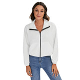 White All-Over Print Women's Zip Jacket