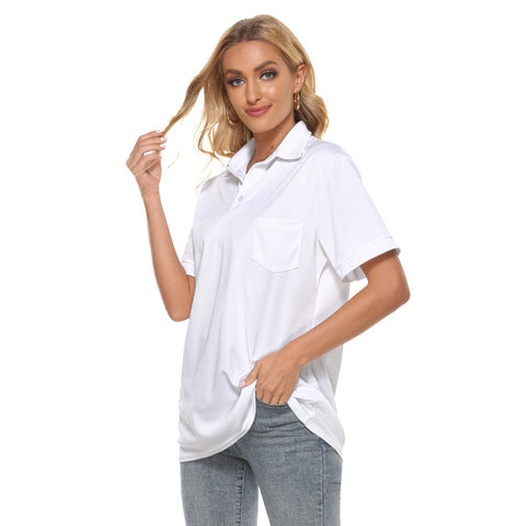 White All-Over Print Women's Polo T-Shirt