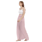 Pink All-Over Print Women's High Waist Wide Leg Trousers