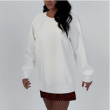 White All-Over Print Women's Raglan Sleeve Sweatshirt