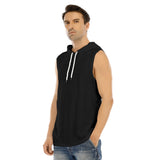 Black All-Over Print Men's Tank Hooded Vest