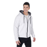 White All-Over Print Men's Sherpa Fleece Zip Up Hoodie