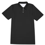 Black All-Over Print Men's Short Sleeve Polo Shirt With Button Closure