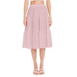 Pink All-Over Print Women's Stitched Pleated Chiffon Skirt