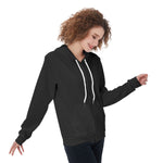 Black All-Over Print Women's Zip Up Hoodie