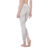 White All-Over Print Women's High Waist Leggings | Side Stitch Closure