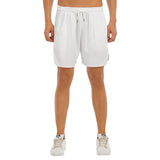 White All-Over Print Men's Side Split Running Sport Shorts