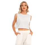 White All-Over Print Women's Sleeveless Cropped Top