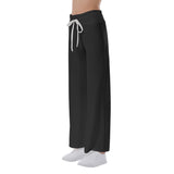 Black All-Over Print Women's High-waisted Straight-leg Trousers