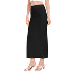 Black All-Over Print Women's Side Slit Skirt