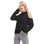 Black All-Over Print Women's Cold Shoulder Sweatirt