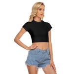 Black All-Over Print Women's Raglan Cropped T-shirt