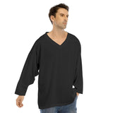 Black All-Over Print Men's V-neck Ice Hockey Jersey