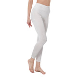 White All-Over Print Women's High Waist Leggings | Side Stitch Closure