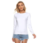 White All Over Print Women's Stretchable long Sleeve Top