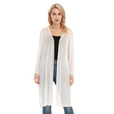 White All- Over Print Women's Long Sleeve Mesh Cardigan