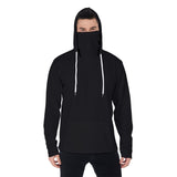 Black All-Over Print Men's Pullover Hoodie With Mask