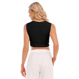 Black All-Over Print Women's Sleeveless Cropped Top