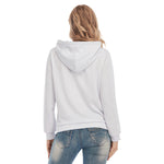 White All-Over Print Women's Pullover Hoodie With Drawsting