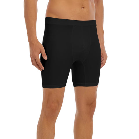 Black All-Over Print Men's Long Boxer Briefs