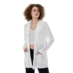 White All-Over Print Women's Patch Pocket Cardigan