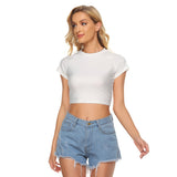 White All-Over Print Women's Raglan Cropped T-shirt