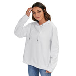 White All-Over Print Women's Heavy Fleece Zip-on-the-Side Hoodie