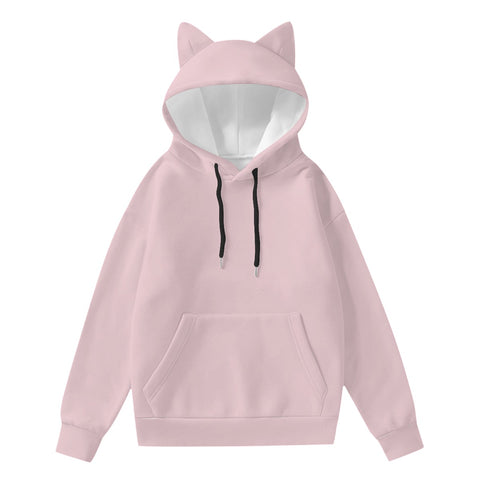 Pink All-Over Print Women’s Hoodie With Decorative Ears